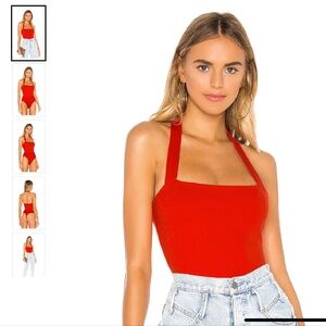 Superdown (revolve) Reece Halter Bodysuit in Red